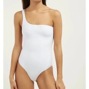 New Jade Swim Apex One Shoulder One Piece Bathing Suit White Large